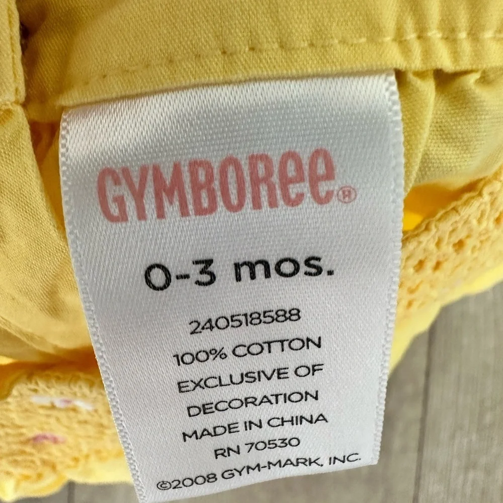 Gymboree Early 2000s baby girl smocked yellow romper 0-3 months Euc